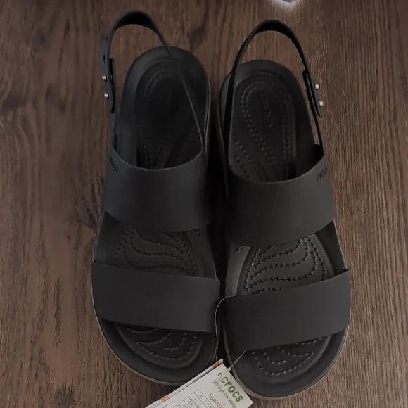CROCS Black and Gray Platform Sandals - Picture 8 of 8